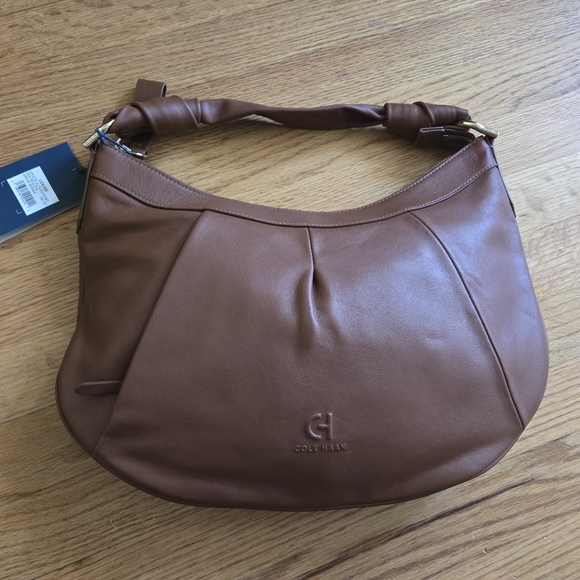 Cole Haan U06355 Aponte Slouch Hobo Dark Sequoia Handbag New With Tags - Picture 3 of 8